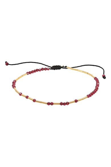 Bratara ajustabila din aur filat de 14K/20 cu pietre de garnet - Rosu/Auriu