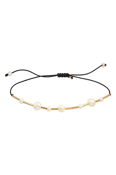 Bratara ajustabila din aur filat de 14K/20 si perle de cultura - Alb/Auriu