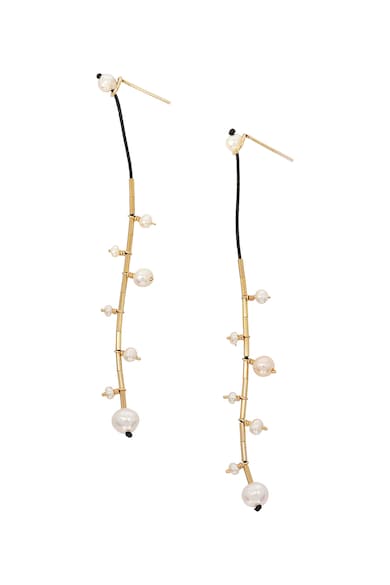 Cercei din aur filat de 14K/20 cu perle de cultura - Alb/Auriu