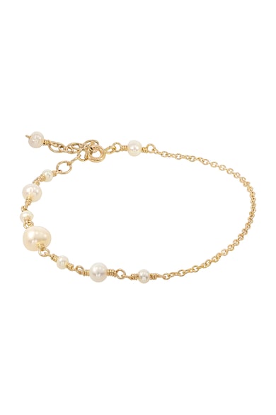 Bratara din aur filat de 14K/20 si perle de cultura - Alb/Auriu