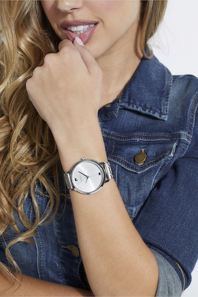GUESS Часовник от неръждаема стомана с лого на цеиферблата Жени