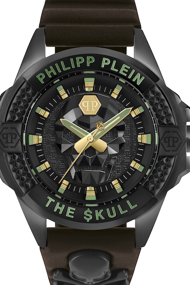 Philipp Plein Кварцов часовник с кожена каишка Мъже