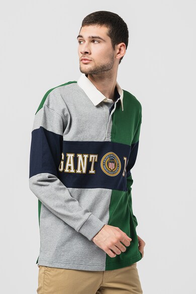 Gant Bluza polo cu model colorblock Crest Shield Barbati