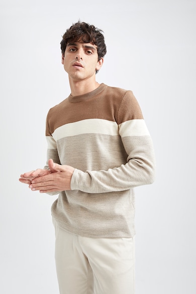 DeFacto Szűk fazonú colorblock dizájnú pulóver férfi
