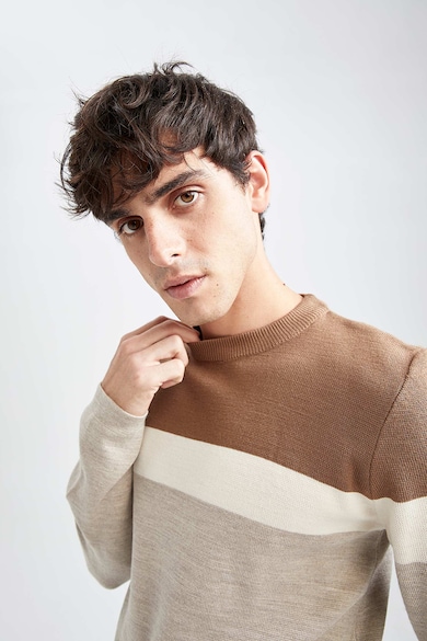 DeFacto Пуловер по тялото с дизайн с цветен блок Мъже