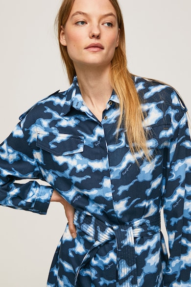 Pepe Jeans London Rochie-camasa de lyocell cu model abstract Femei