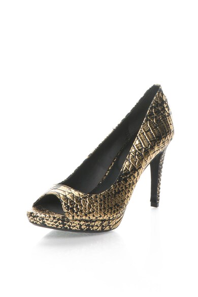 CALVIN KLEIN Pantofi negru cu auriu de piele cu model sarpe Pollina Femei