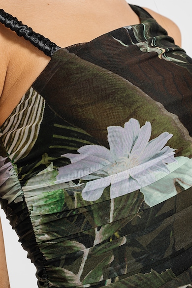 GUESS Dina virágmintás top aszimmetrikus nyakrésszel női