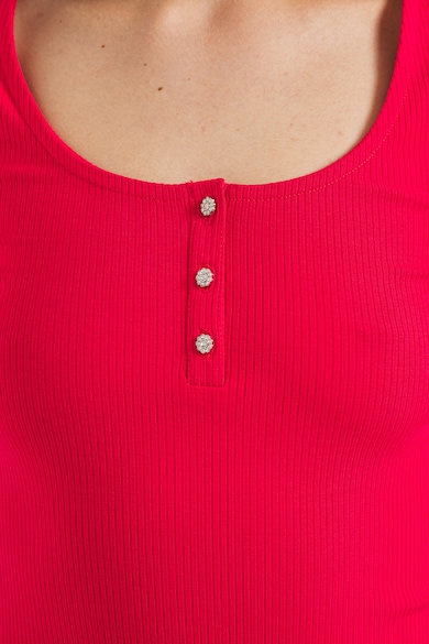 GUESS Bordázott póló strasszköves rátétekkel női