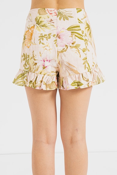 GUESS Къс ленен панталон с тропическа шарка Жени