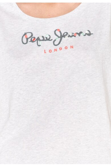 Pepe Jeans London Tricou gri deschis melange cu logo Linda Femei