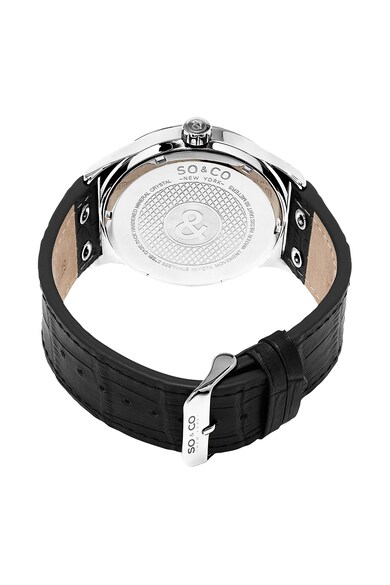 SO&CO New York Черен часовник Madison с шагрен на каишката Мъже