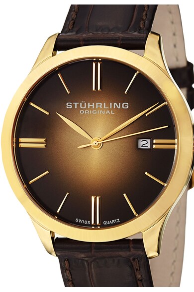 Stuhrling Часовник Cuvette II в тъмнокафяво и златисто Мъже