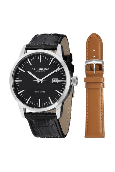 Stuhrling Ceas negru cu o curea suplimentara Ascot Barbati