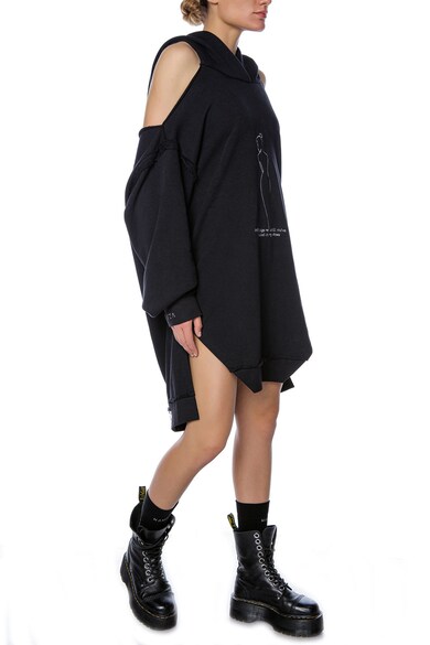 HAMZA Fragile bő fazonú kapucnis ruha kivágásokkal női