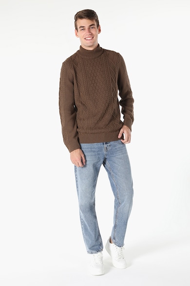 COLIN'S Csavart kötésmintás pulóver rövid gallérral férfi