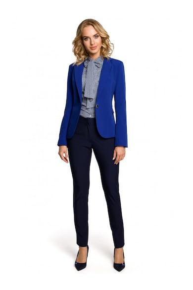 Blazer elegant . Cu nasture. Poliester. Viscoza - Albastru