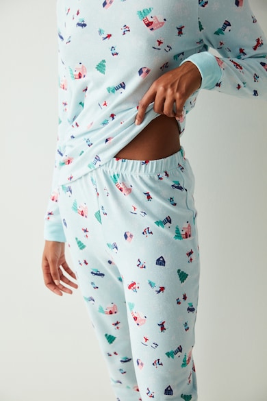 Penti Pijama cu decolteu la baza gatului si model cu tematica de Craciun Femei