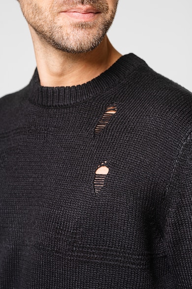 Only & Sons Пуловер с овално деколте и протрити зони Мъже