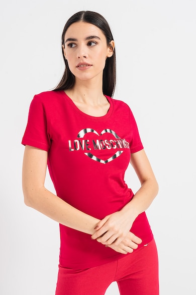 Love Moschino Тениска с овално деколте и лого Жени