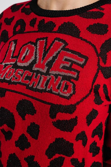 Love Moschino Пуловер с животинска шарка и лого Жени