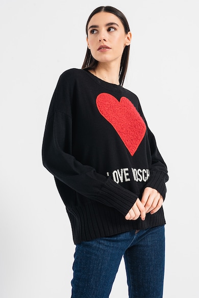 Love Moschino Gyapjútartalmú logós pulóver női