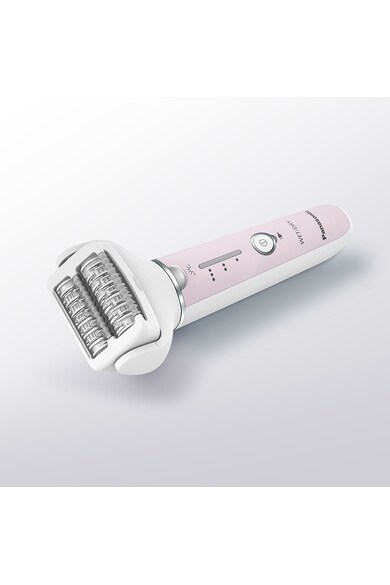 Panasonic Epilator  , Wet & Dry, Cordless, 2discuri & 60 pensete, Senzor presiune, Discuri duble, Cap flexibil si pivotant la 90°, 3 viteze, Alb/Roz Femei