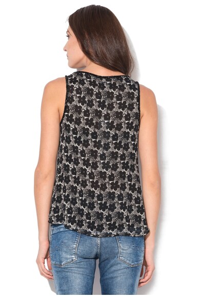 Andy Warhol by Pepe Jeans Top negru cu alb prafuit cu imprimeu floral si margele Prisma Femei