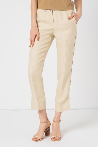 Marella Pantaloni crop din in cu slituri laterale Garbata Femei