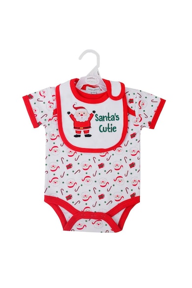 Set Craciun pentru bebelusi - 2 piese din bumbac - model Santa
