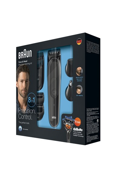 Braun Aparat de barbierit, tuns barba si parul corporal  MGK3060 8-in-1, 4 piepteni, 13 lungimi, Negru + Aparat Gillette ProGlide Fusion inclus Barbati