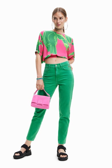 DESIGUAL Bluza crop cu imprimeu tropical Femei