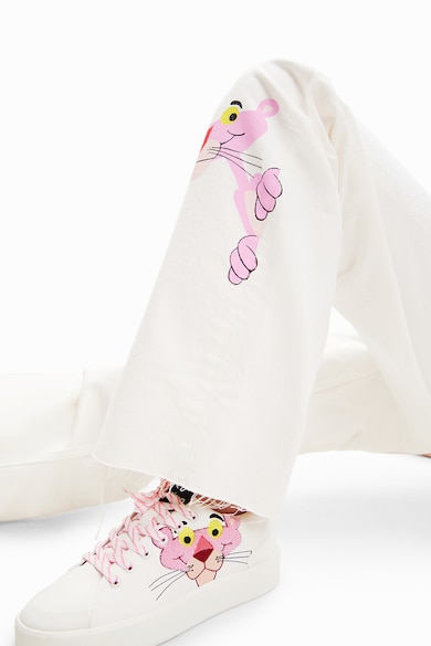 DESIGUAL Разкроени дънки с шарка на Pink Panther Жени