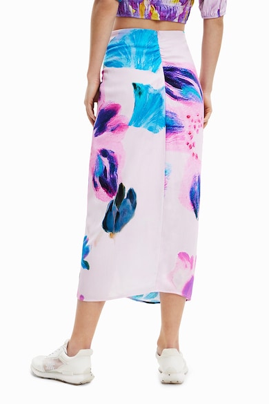 DESIGUAL Fusta cu slit lateral si imprimeu floral Femei