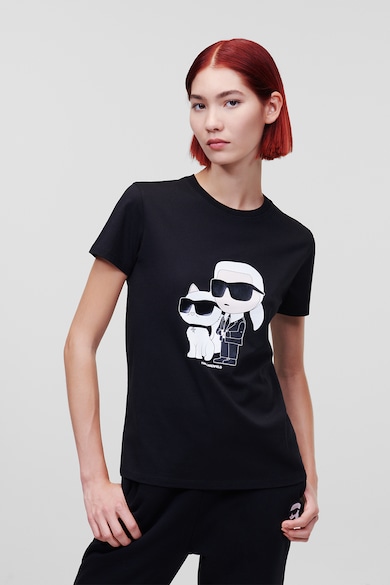 Karl Lagerfeld Tricou de bumbac organic cu logo Ikonik Femei