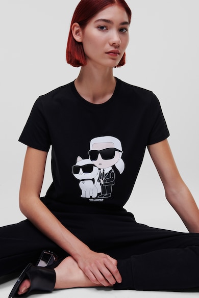 Karl Lagerfeld Tricou de bumbac organic cu logo Ikonik Femei