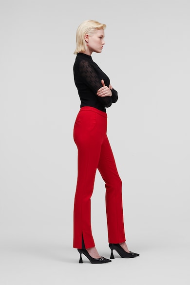 Karl Lagerfeld Egyenes fazonú magas derekú nadrág bokahasítékokkal női