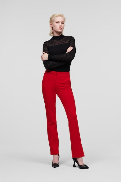 Karl Lagerfeld Egyenes fazonú magas derekú nadrág bokahasítékokkal női