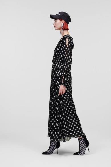 Karl Lagerfeld Bővülő fazonú logómintás midiruha női