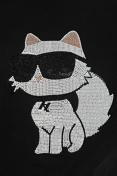 Karl Lagerfeld Tricou de bumbac organic decorat cu strasuri Femei