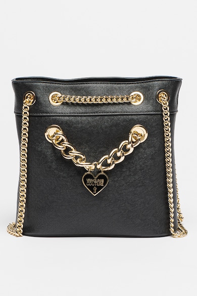 Geanta din piele ecologica cu bareta de umar si detaliu din lant ...