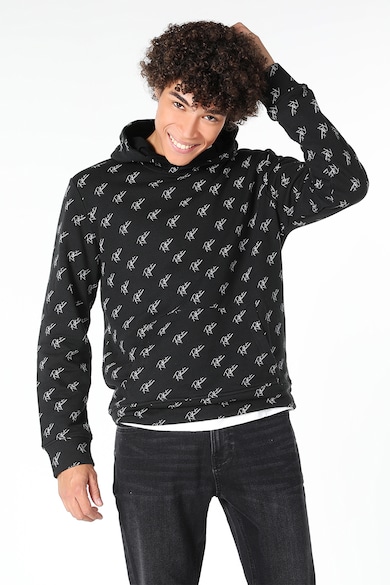 Hanorac din amestec de bumbac cu model text - Negru