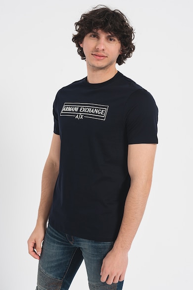 ARMANI EXCHANGE Памучна тениска с бродирано лого Мъже