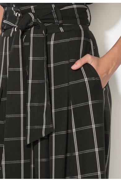 Zee Lane Collection Pantaloni negri in carouri cu design amplu Femei