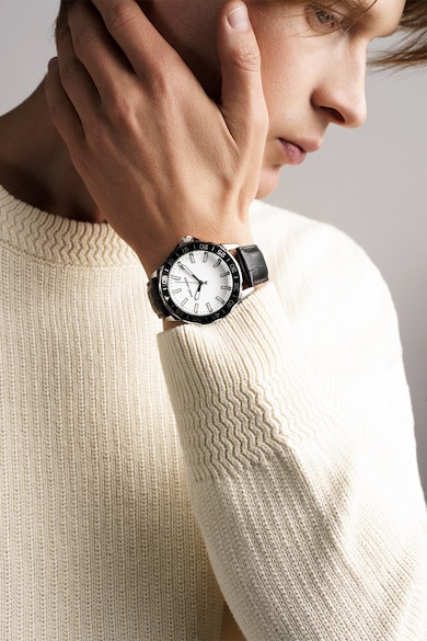 Marc Lauder Аналогов часовник с кожена каишка с шагрен Мъже