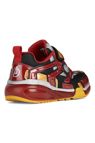 Geox Pantofi sport de piele ecologica cu imprimeu Iron Man Baieti