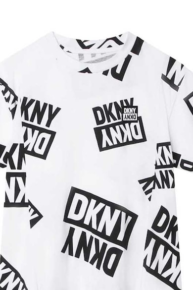 DKNY Памучна рокля тип тениска с десен с лого Момичета
