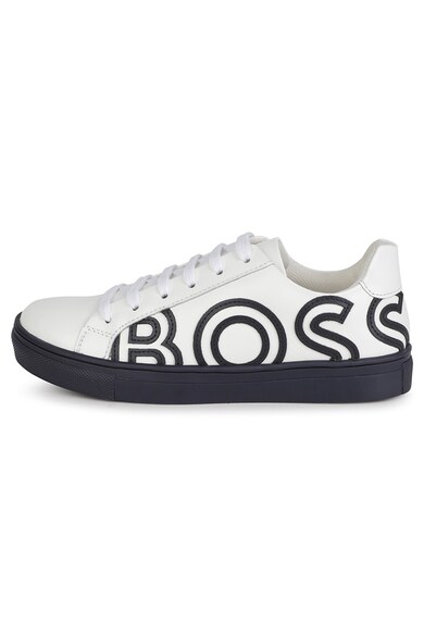 BOSS Kidswear Кожени спортни обувки с бродирано лого Момчета