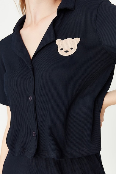 Trendyol Bordázott pizsama hímzett részlettel a mellrészén női