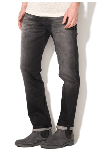 Jack & Jones Jeansi conici negri cu aspect decolorat Mike Barbati